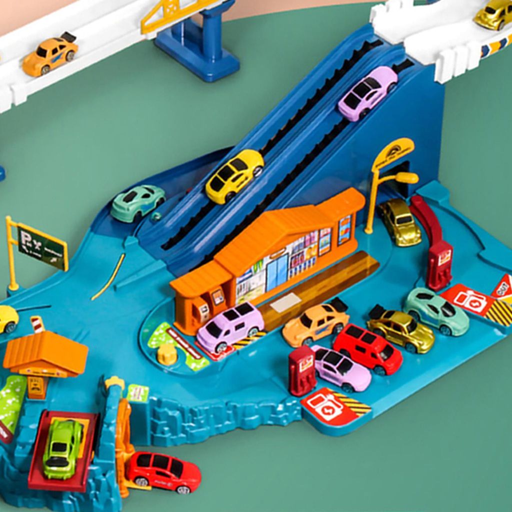 Autoschienen Spielzeug Flexible Schwerkraftrutsche Abenteuer Geburtstagsgeschenk Elektrofahrzeugschiene für Kinder Kleinkind Autobahn (Standard 4 ...