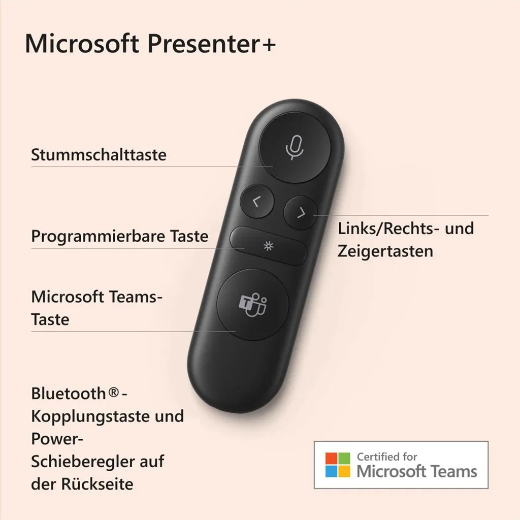 Presenter+ Microsoft Télécommande 5 Boutons avec Certification Teams - 8