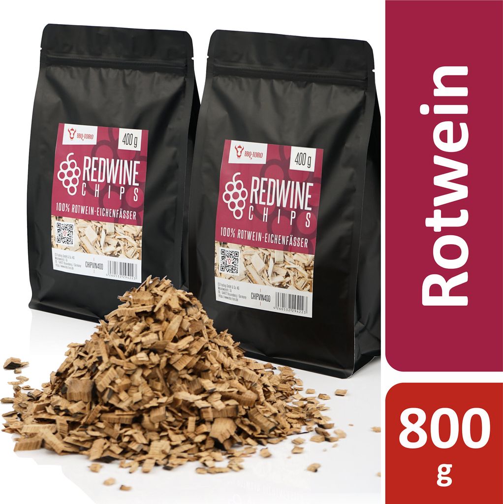 BBQ-Toro Rotwein Räucherchips 800 g, Smokerchips für Gasgrill, Smoker, BBQ, räuchern, Grillzubehör