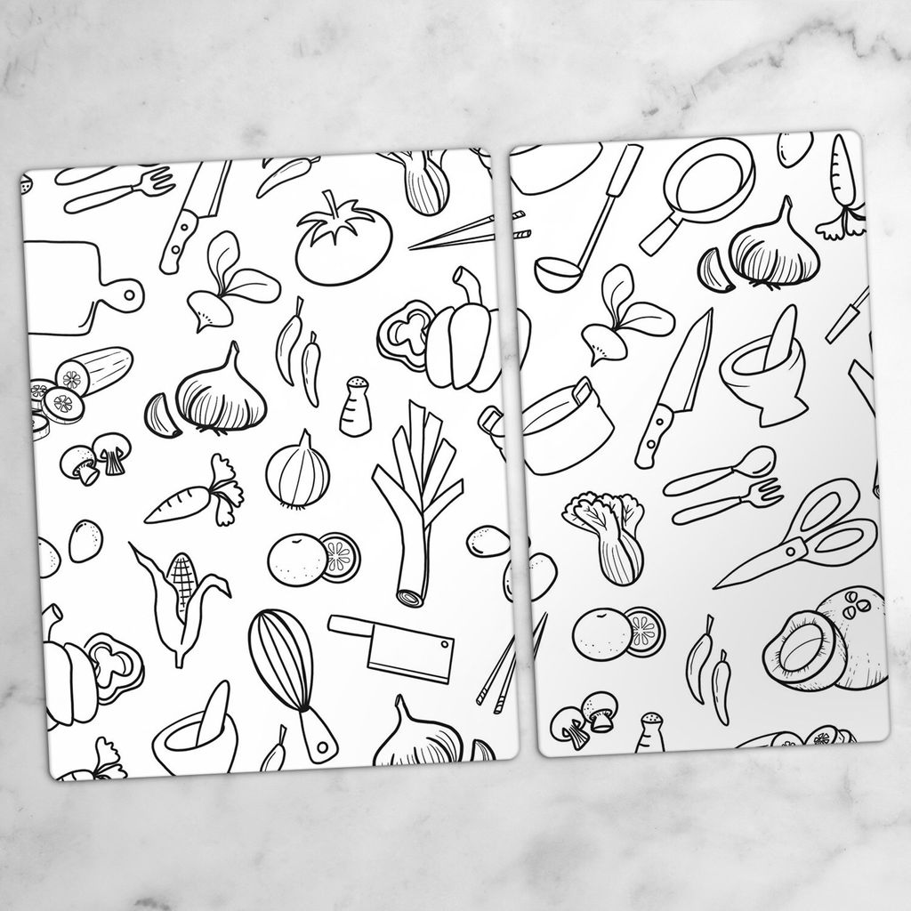 Glas-Herdabdeckplatten Glaskeramikkochfeld-Abdeckung Spritzschutz Glas 70x52 cm Besteck Küchenhelfer