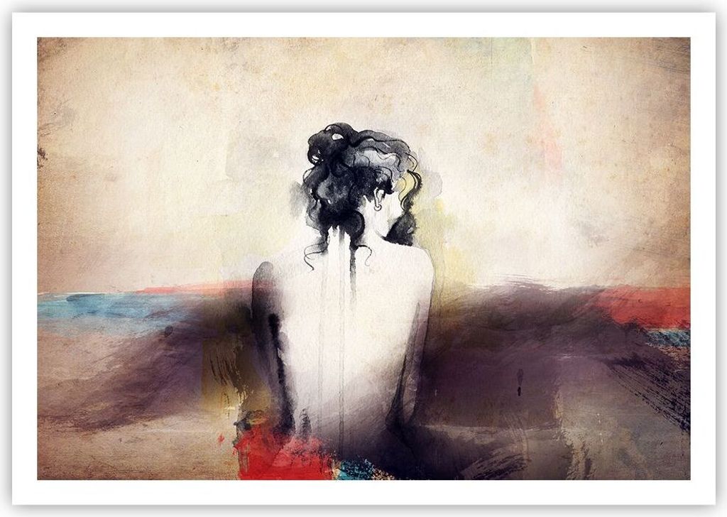 Poster - Poster ohne Rahmen - Frau handeln nackt - 100x70 cm - Wand Bild - Wanddeko - Wandbilder - Kunstposter - Wandposter - Bilder - Kunstdruck -...