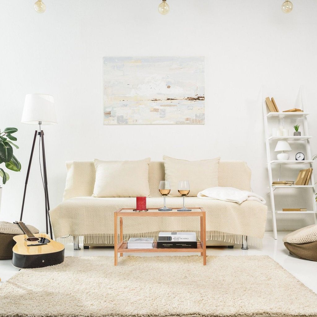 Couchtisch aus Walnussholz mit Glasplatte, 2 Ablagen