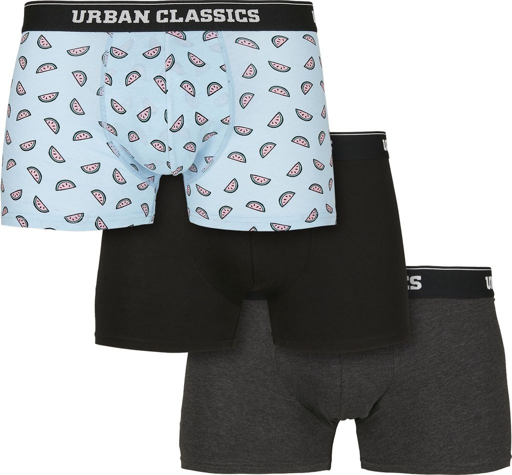 Urban Classics Boxershort Boxer Shorts 3-Pack Melon Aop+Cha+Black-L