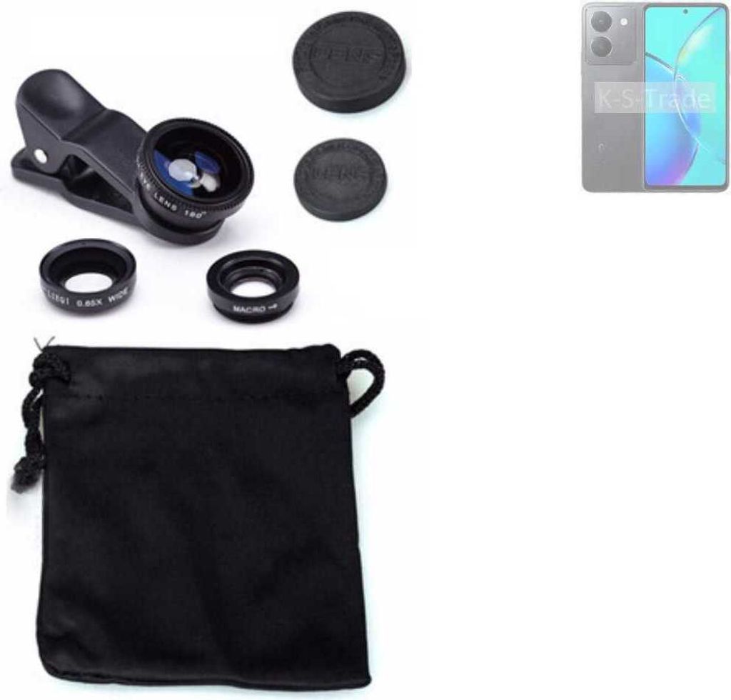 K-S-Trade Smartphone Kamera Linsen Set Kompatibel mit Vivo Y36t 3in1 Clip-On Kamera Adapter Macro Weitwinkel FishEye Fischauge Objektiv Linse