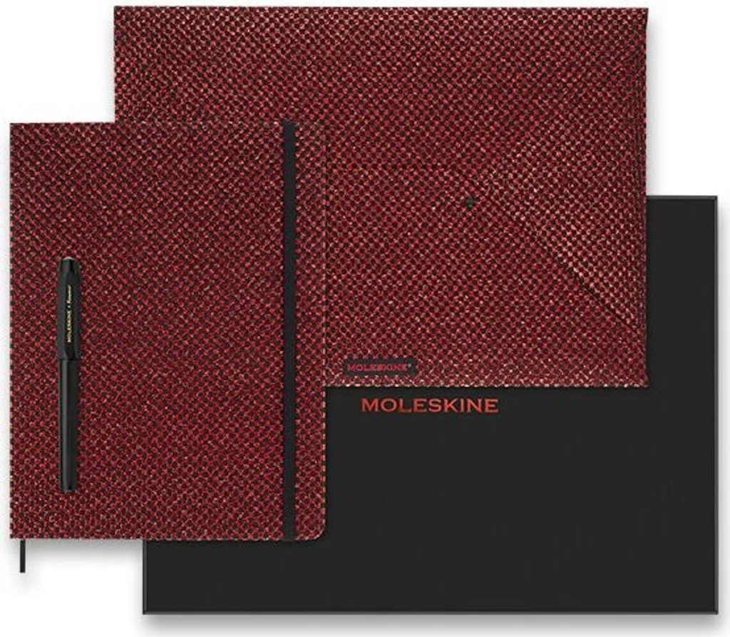 Coffret Cadeau Papeterie Moleskine Agenda Ligné et Stylo Plume Rouge