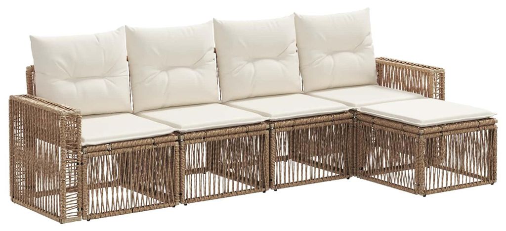 vidaXL Gartensofa-set 5 pcs Beige und Cremeweiß Poly-Rattan