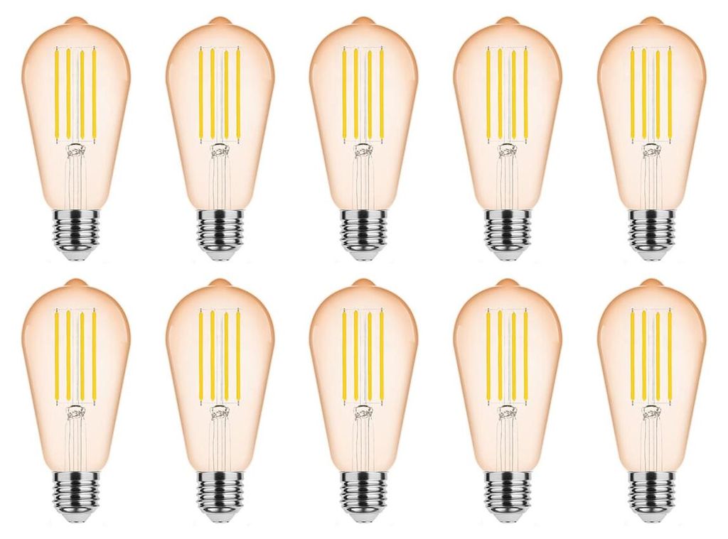 Modee E27 LED Filamentlampe ST64 4W 300lm 1800K Warmweiß Dimmbar 10 Stück