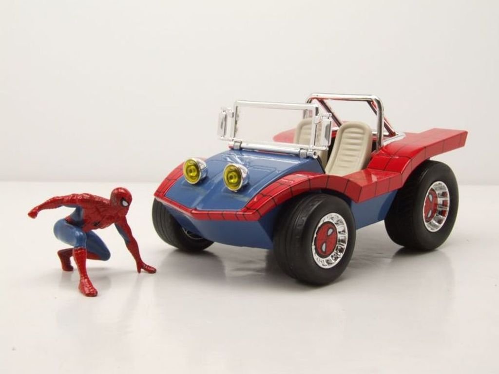Jada Toys 253225030 Buggy blau rot mit Spiderman Figur 1:24