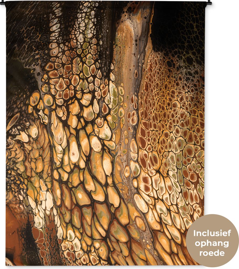 MuchoWow Wandteppich Wandbehang Acrylfarbe - Braun - Abstrakt 150x200 cm Tapisserie Dekoration Wandtuch - Wandaufhängung - Moderner