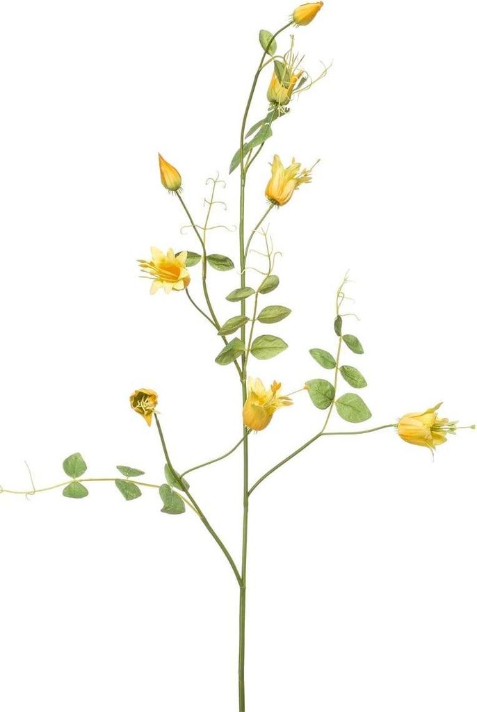 artplants.de Kunststoff Zweig Clematis LENOMA, gelb, 115cm - Deko Clematiszweig
