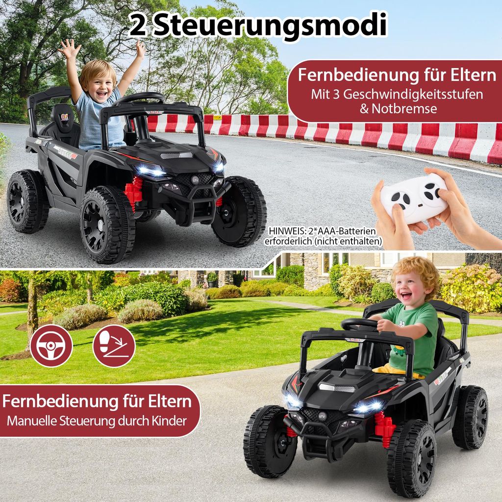 GYMAX Auto Elettrica per Bambini, Auto per Bambini con Telecomando 2.4G, MP3, USB, Musica e Fari a LED, Veicolo con 2 Porte, per Bambini da 3 a 8 Anni (Rosso