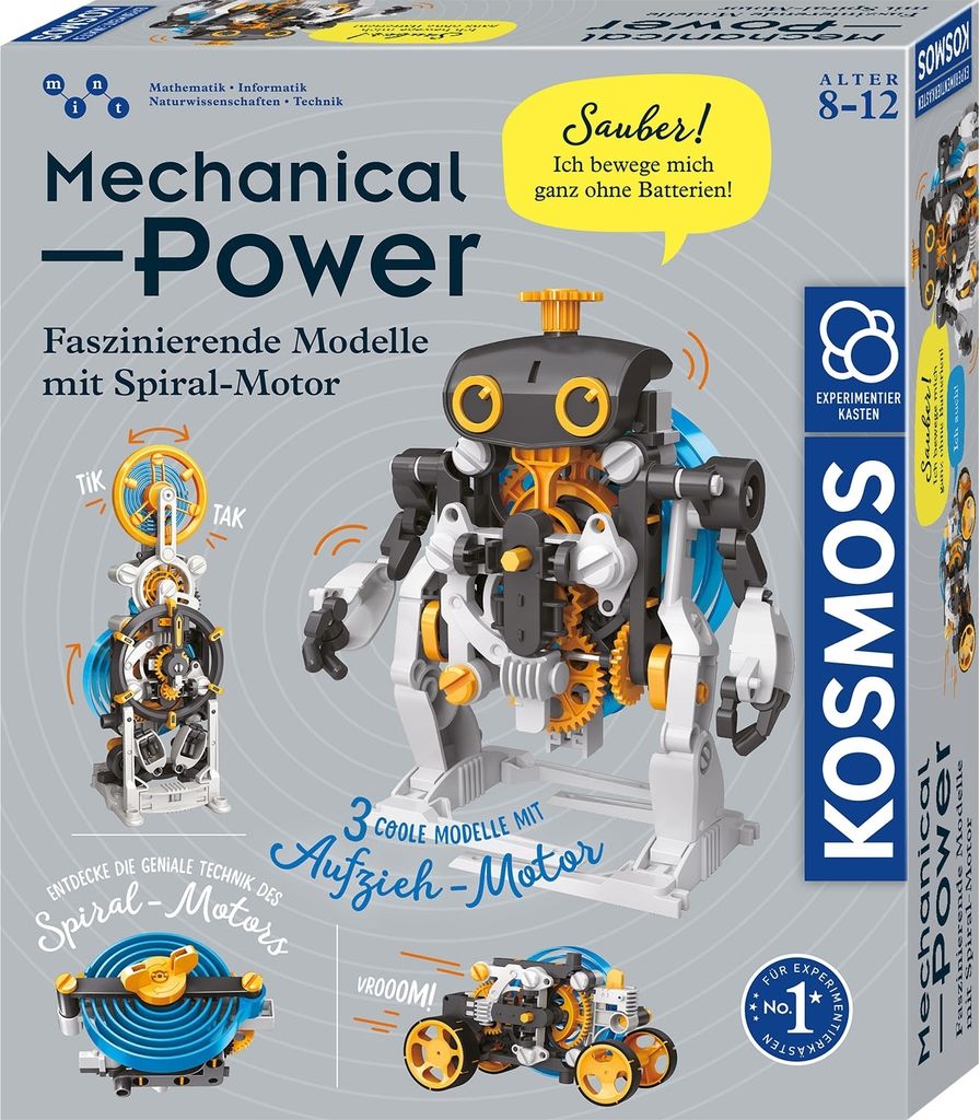Product packaging for a science kit showing various models that can be built.