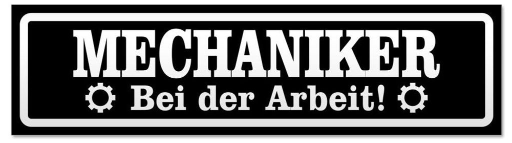 Kiwistar - Autoaufkleber - Schwarz - 30 x 8 cm - Mechaniker bei der Arbeit invertiert - Hinweis Aufkleber Sticker für Auto, Kfz, Fahrrad, PKW, LKW