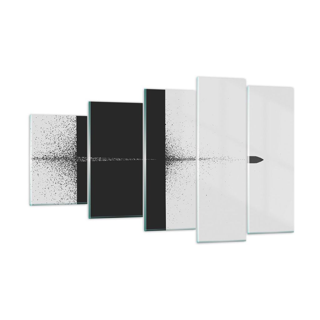 Bilder auf glas - 5 Teile - Kugel Schwarzweiß Modern - 100x60cm - Glasbilder - Wandbilder - Bilder - zum Aufhängen bereit - Wanddekoration aus Gl...
