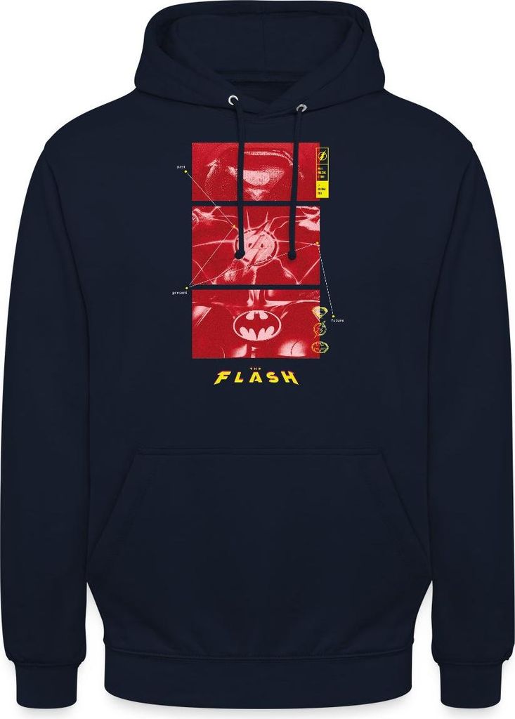 Spreadshirt The Flash Anzüge Supergirl Flash Batman Mit Logos Uni Hoodie, XXL, Navy