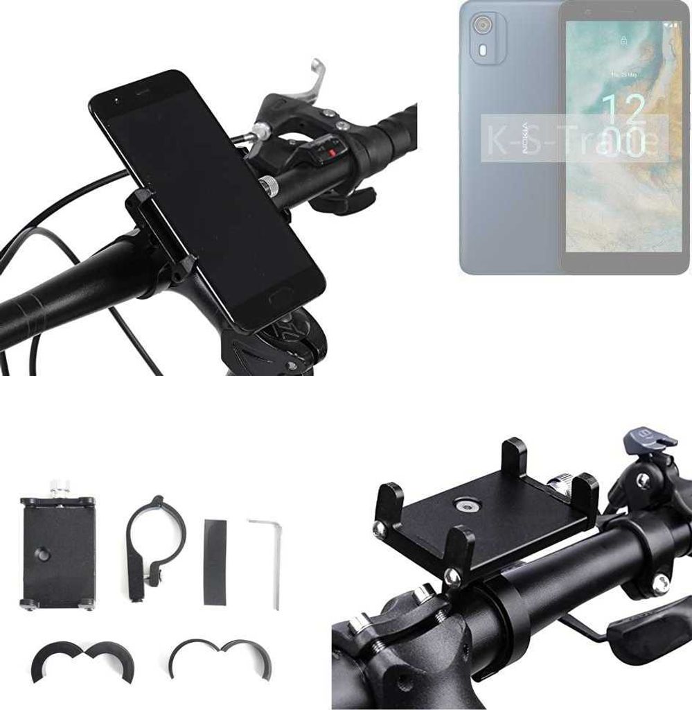 K-S-Trade Handyhalterung für das Fahrrad kompatibel mit Nokia CO2 Halter Lenkstange Fahrradhalterung Motorrad Bike Mount Befestigung Smartphone Handy