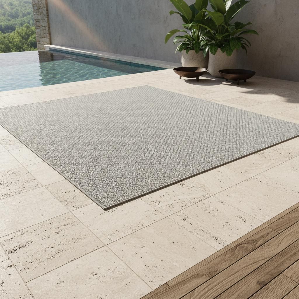 Terrassenteppich Unifarben Robust Waschbar Strapazierfähig | Grau 160x230 cm Terrasse Garten Schadstoff Saugroboter | MALOJA – Kadima Design