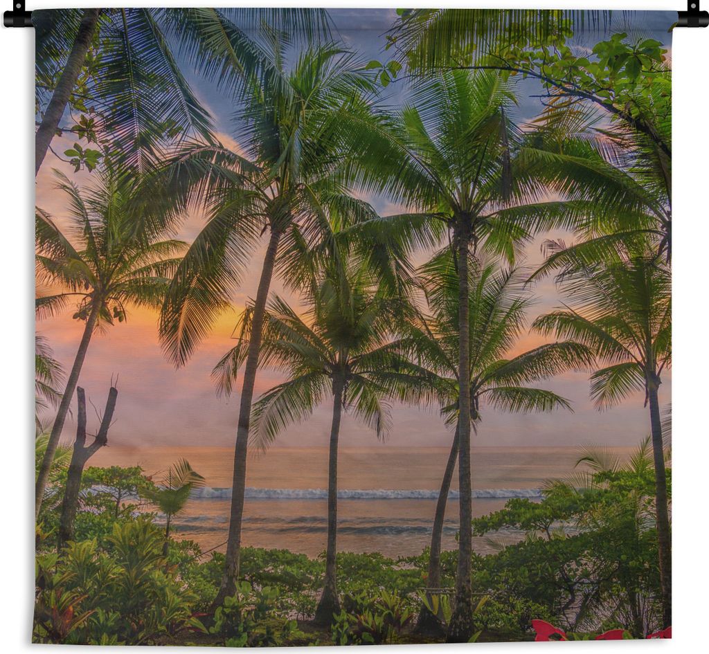 MuchoWow Wandteppich Wandbehang Palme - Tropisch - Meer 90x90 cm Tapisserie Dekoration Wandtuch - Wandaufhänger