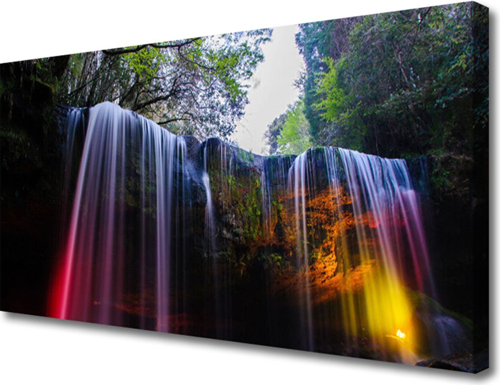 Tulup Leinwand-Bilder 100x50 Wandbild Canvas Kunstdruck Wasserfall Natur