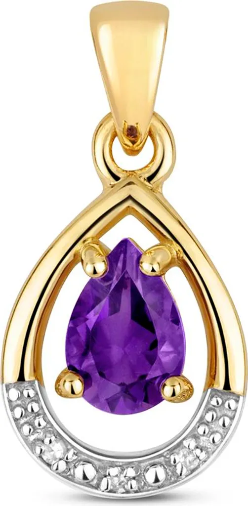 Pendentif Femme Or 375/1000 Diamant et Améthyste 17mm TRS35593