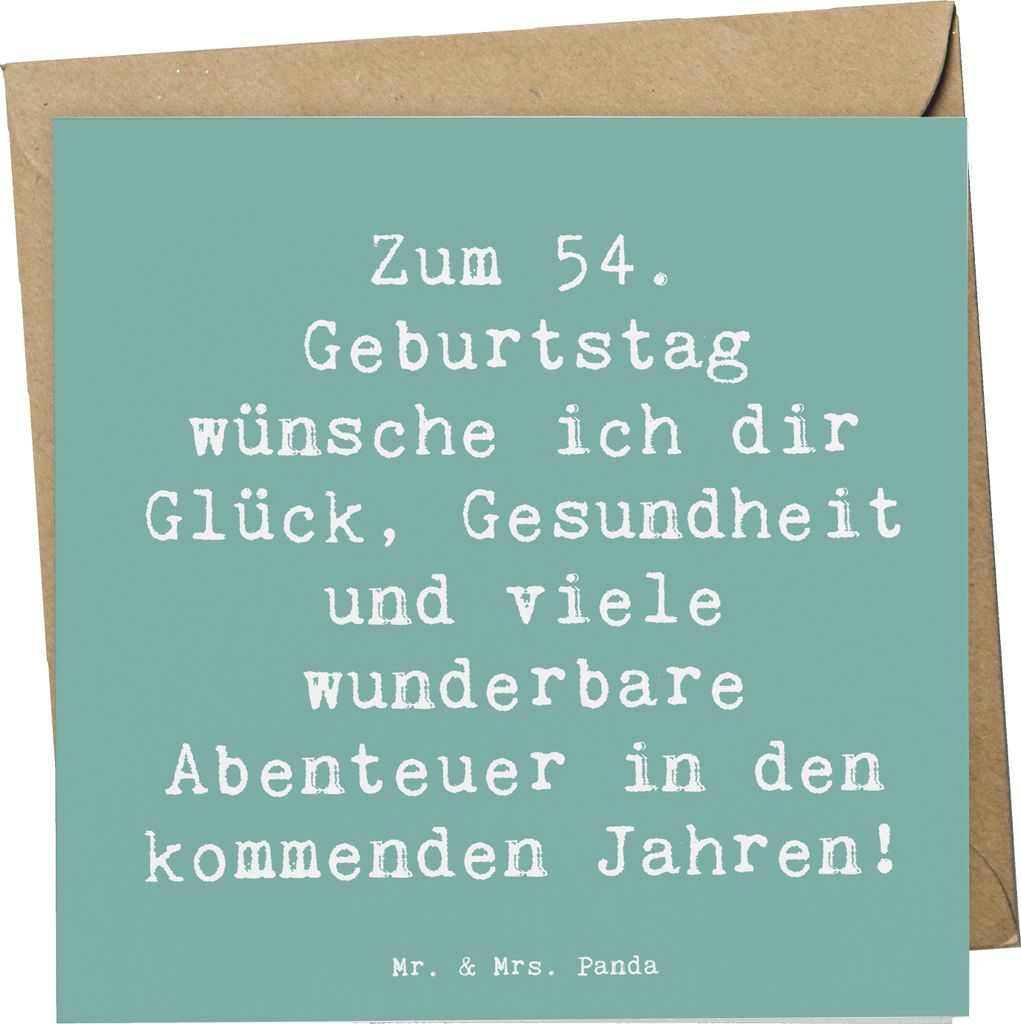 Mr. & Mrs. Panda Grußkarte Spruch 54. Geburtstag - Meeresbrise - Geschenk, doppelkarte, Happy Birthday, Handgemacht, Geburtstagsfreude, Alter, Lie...