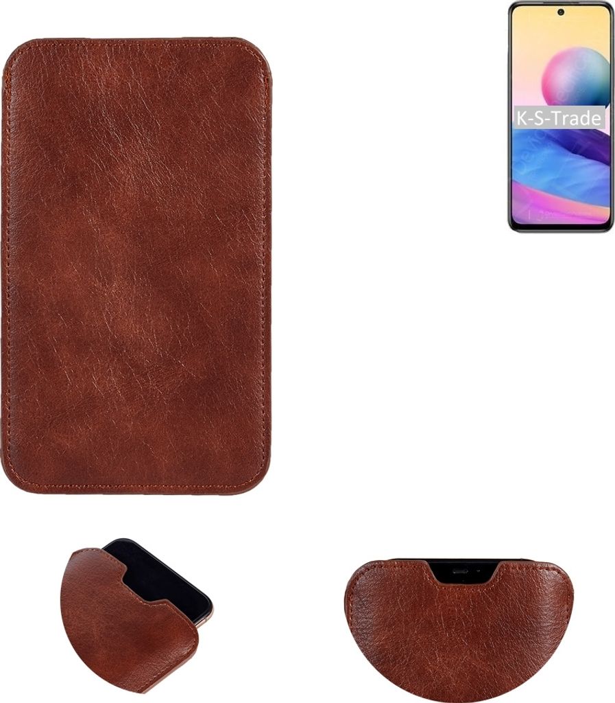 K-S-Trade Schutzhülle Handyhülle kompatibel mit Xiaomi Redmi Note 10 JE Handytasche Kunstleder Sleeve in braun