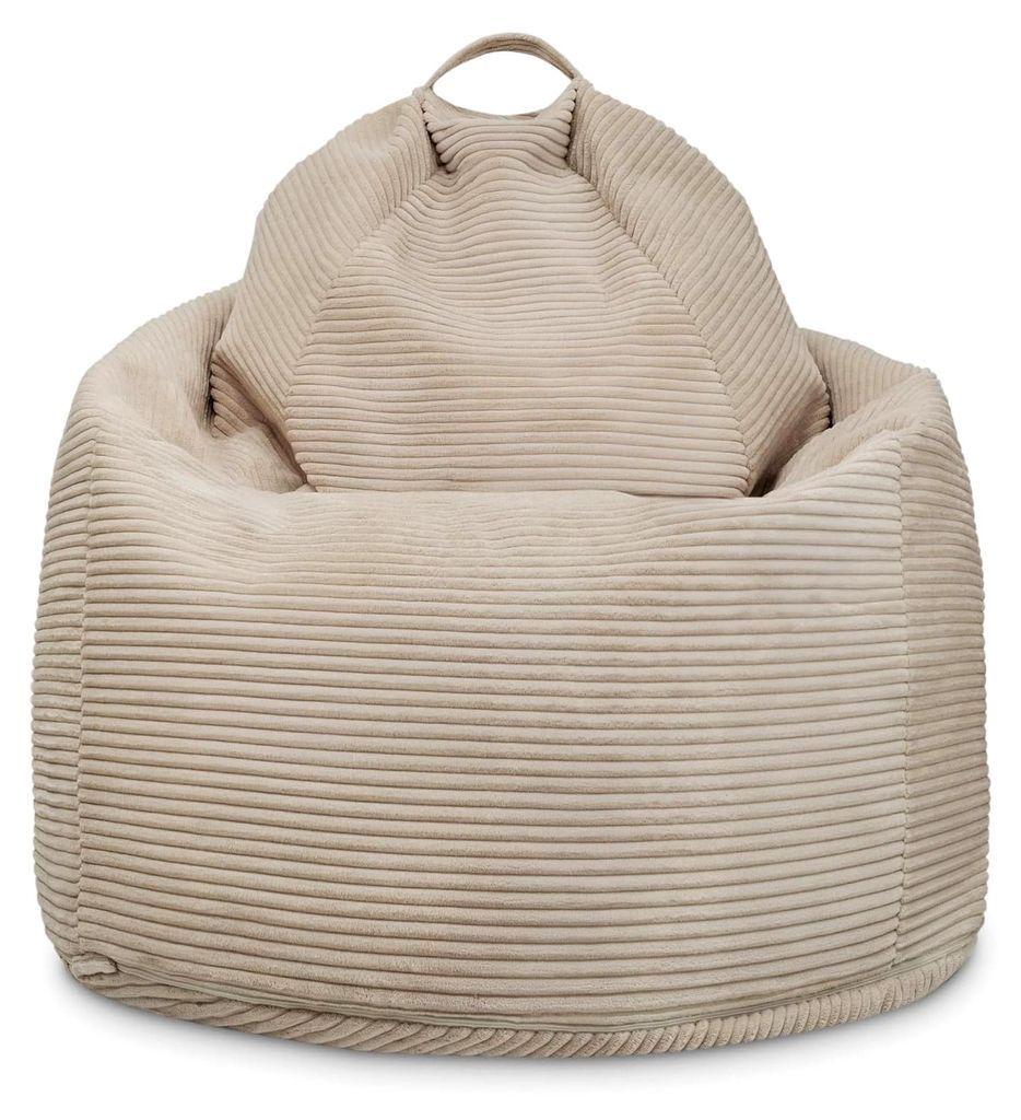 Sitzsack XXL aus Cord | Für Körpergrößen von ca. 140–190 cm | Bequem und ergonomisch | Weicher, abnehmbarer Cordbezug | Natur