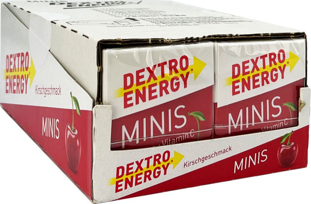 Dextro Energy Minis +C Kirsche, Traubenzucker mit Kirschgeschmack, 12x 50g