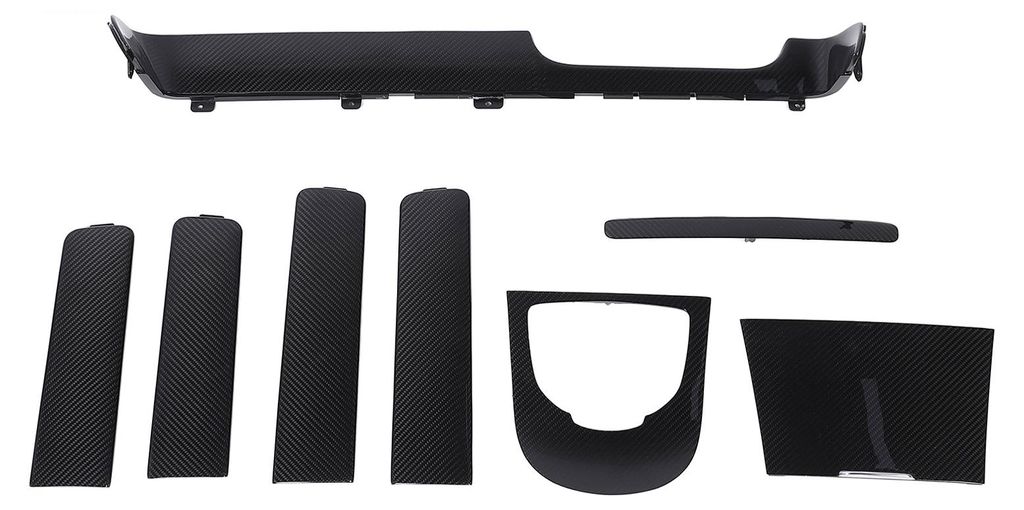 8-teiliges Set Zierleisten-Aufkleber aus Kohlefaser für Armaturenbrett und Instrumententafel der G-Klasse W643 W644 (2019šC2024, Linkslenker)