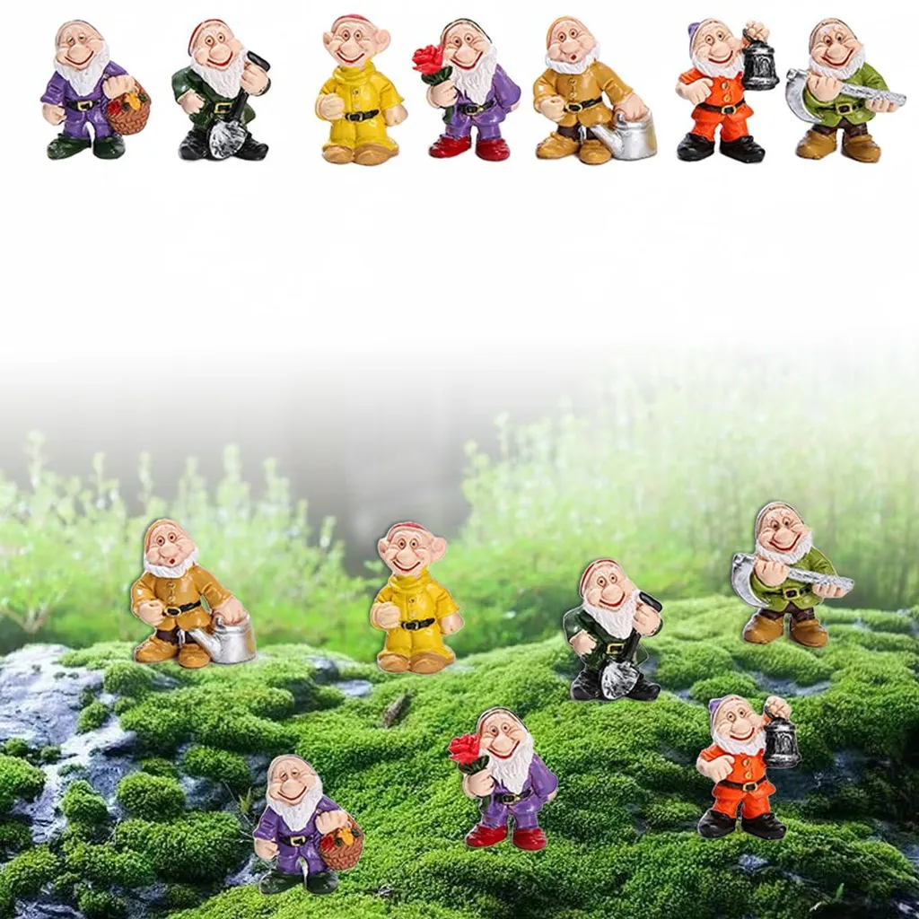 Nains de jardin originaux lot de 7 pièces, figurines déco pour massif