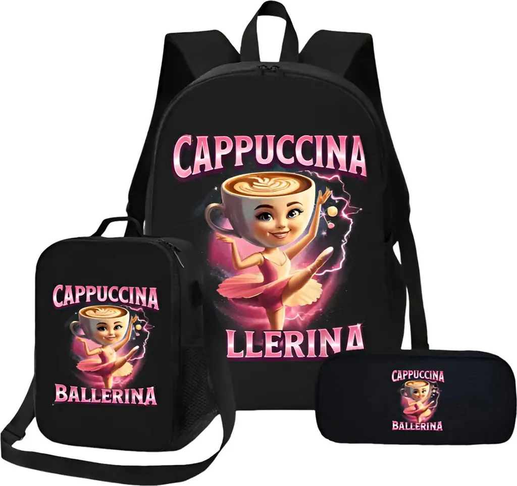 Sac à dos ergonomique 3pcs Ballerina Cappuccina : soulagez le dos de l'enfant