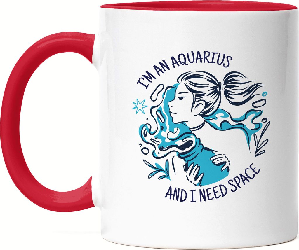Wassermann Sternzeichen Tasse Rot Aquarius Horoskop Produktbild 