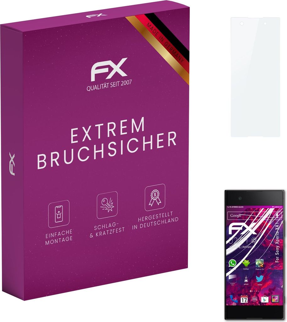 atFoliX FX-Hybrid-Glass Displayfolie kompatibel mit Sony Xperia XA1 Glasfolie