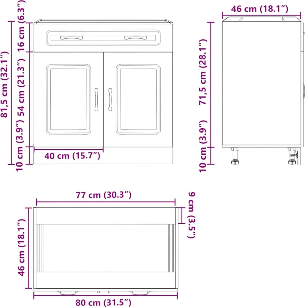 Base per cucina Kalmar Grey Sonoma in legno - 11