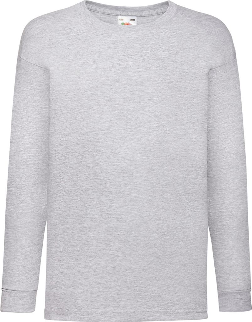 Fruit Of The Loom Kinder T-Shirt, langarm BC324 (5-6 Jahre (116)) (Grau)