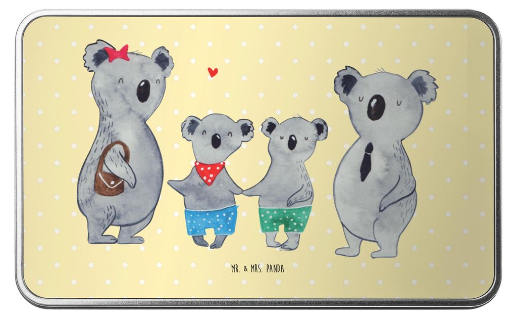 Mr. & Mrs. Panda Geschenkbox Koala Familie zwei - Gelb Pastell - Geschenk, Blechdose, behälter, Koalabär, Dose, gebäckdose, Keksdose, Muttertag,...