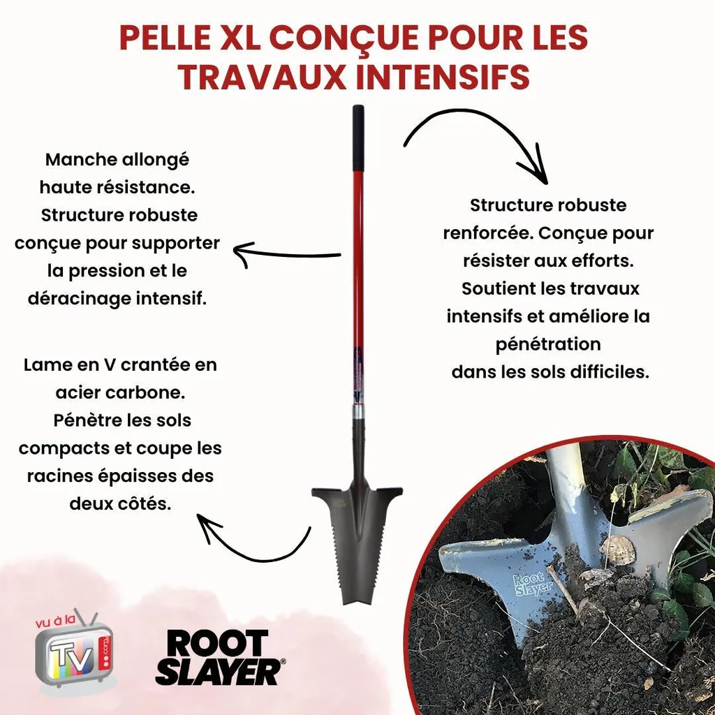 Bêche de jardinage XL Root Slayer pour creuser et couper les racines - 7