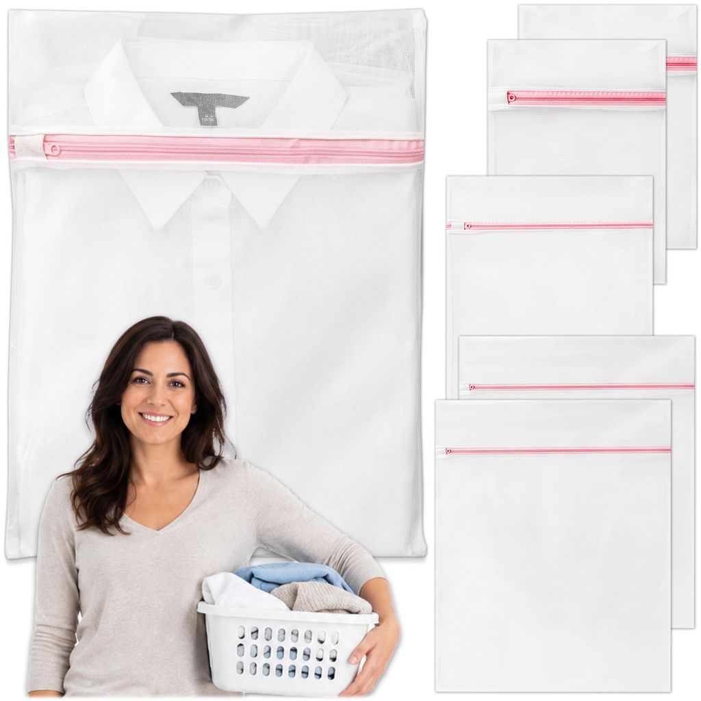 KRUMAD Wäschesack Waschmaschine Set 6 Stück, Wäschenetz mit Reißverschluss, Wäschebeutel für BHs Kleidung Socken Schuhe