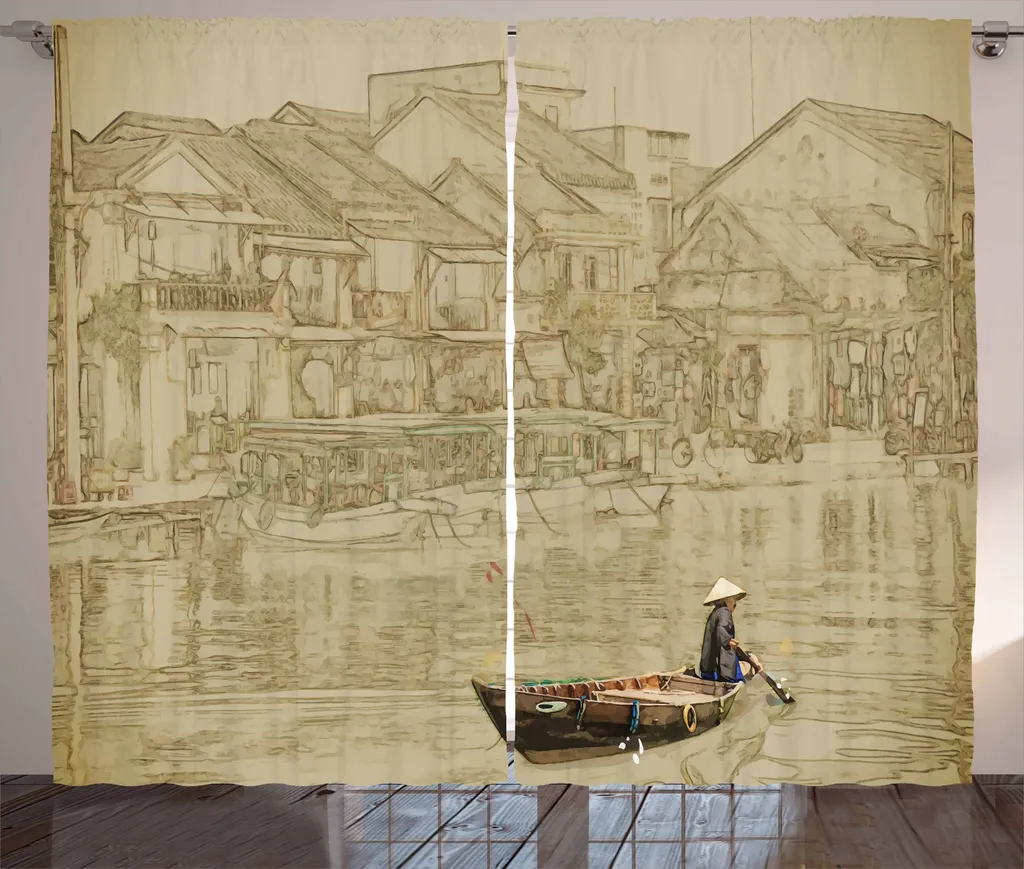Tenda Vintage Boat ABAKUHAUS 280x175 cm - Arredo Rustico Beige Seppia