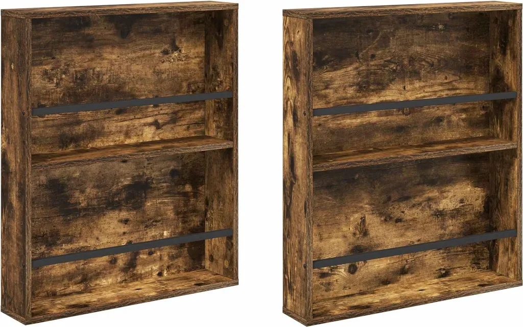 vidaXL Portariviste con ripiano 2 pezzi Rovere affumicato 60 x 12 x 70 cm