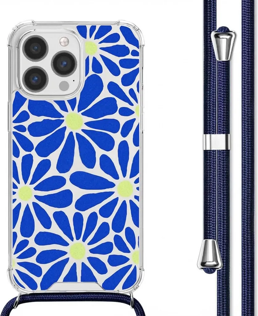 Cover Design imoshion iPhone 13 Pro Max - Fiori Blu Cobalto e Laccio