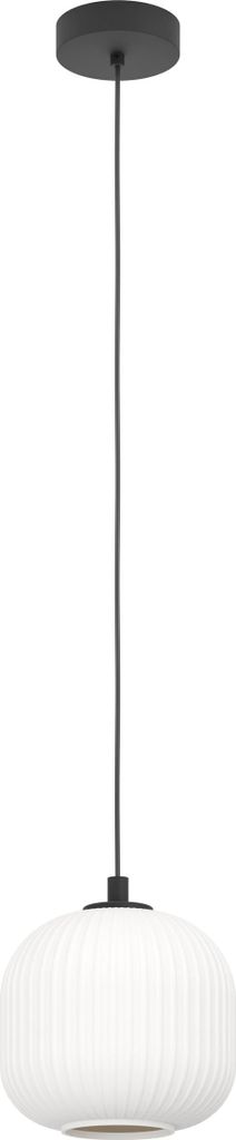 EGLO Hängelampe Mantunalle, Pendelleuchte Esstisch, Hängeleuchte aus Metall in schwarz und Glas in weiß, Esszimmerlampe hängend, E27 Fassung, ...