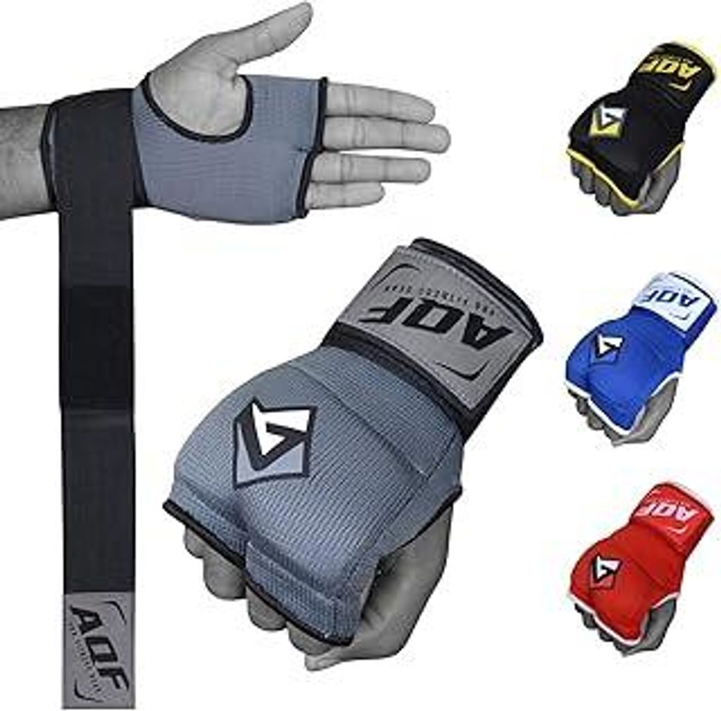 AQF Boxen Innenhandschuhe, Boxbandagen, Bandagen Boxen, Boxhandschuhe Gel Gepolstert Elastisches Handgelenk Bandagen 100cm Lang 2 Finger Fur Boxsac...