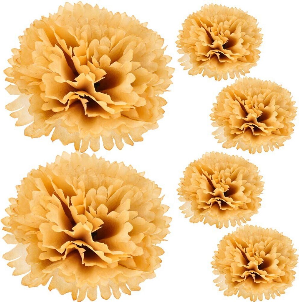 Dekolo Künstliche Blumen Dekorative Pflanzen Deko Blütenköpfe Nelken für die Hochzeit Gelb