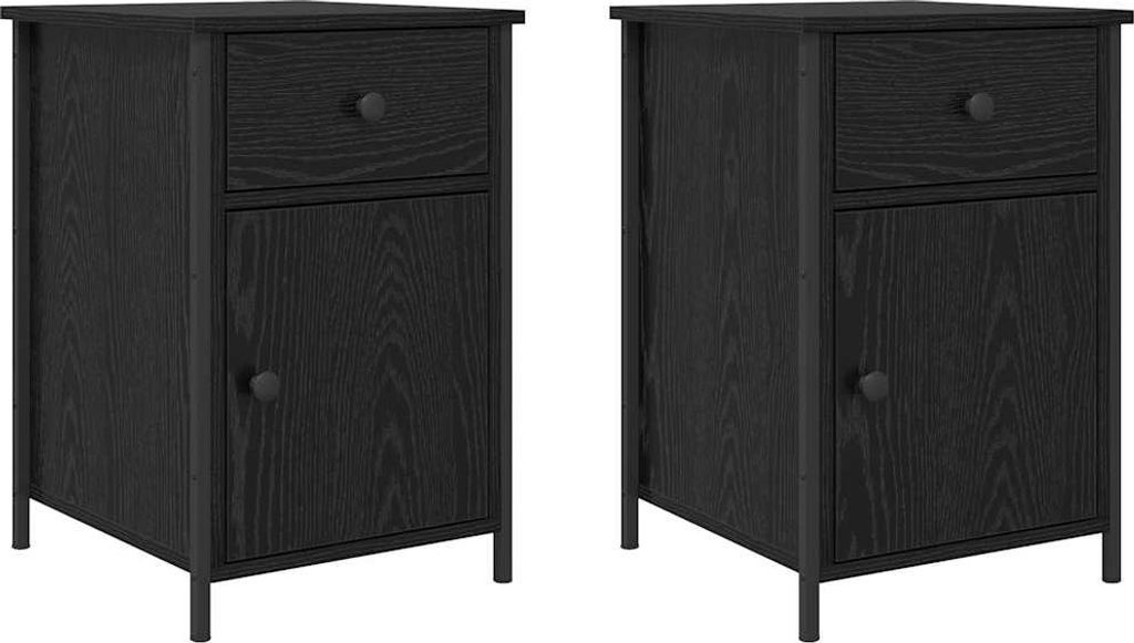 (Robust Möbel)Nachttisch 2er Set, für Schlafzimmer - elegantes Design - Nachtkommode - Schwarz Eichen-Optik 40x42x60cm - Nachttische & -schr...