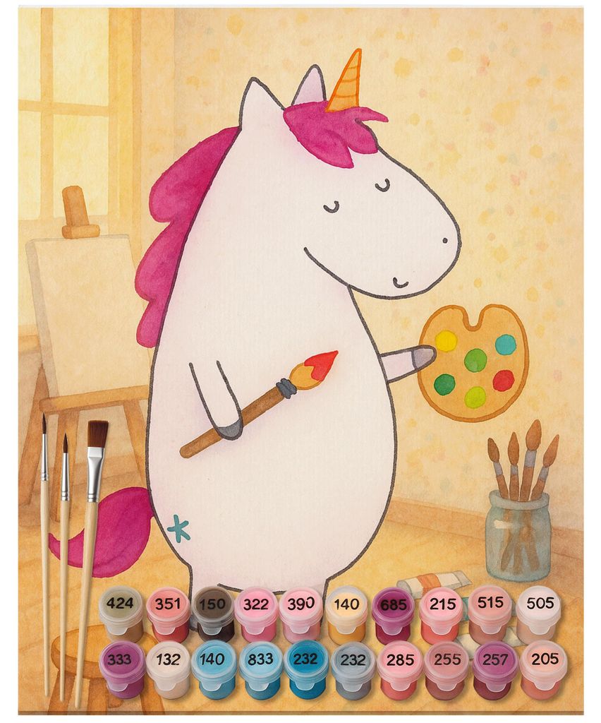 Mr. & Mrs. Panda Malen nach Zahlen Einhorn Künstler Design 40 x 50 cm Mit Rahmen - Weiß - Geschenk, Unicorn, Maler, Farbe, Welt, DIY, Bild, malse...