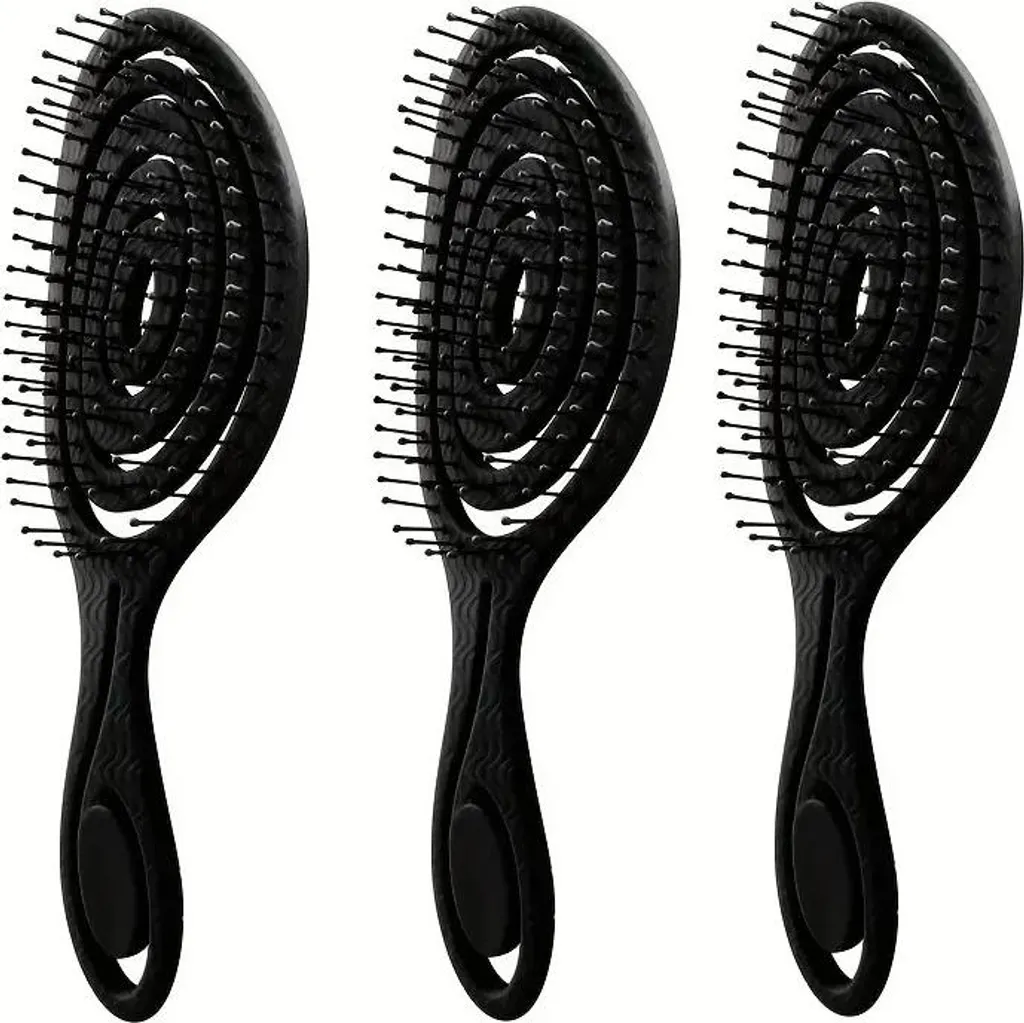 Brosse à cheveux démêlante pour cheveux mouillés et secs kit de 3 noir