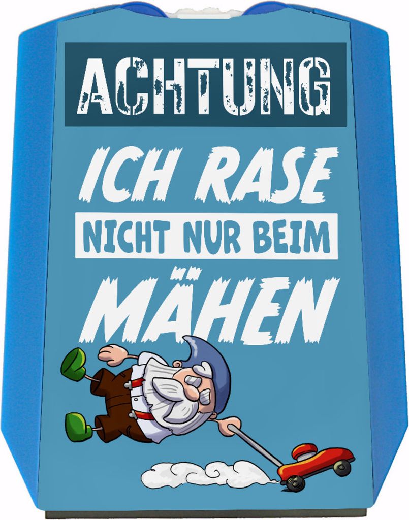 Achtung - Ich rase nicht nur beim Mähen Parkscheibe mit 2 Einkaufswagenchips