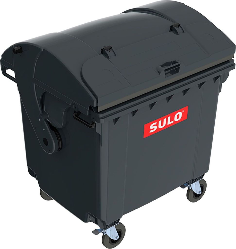 Sulo I Müllcontainer MGB 1100 Liter | 4-Rad-Behälter mit Runddeckel und Deckel im Deckel | Grau