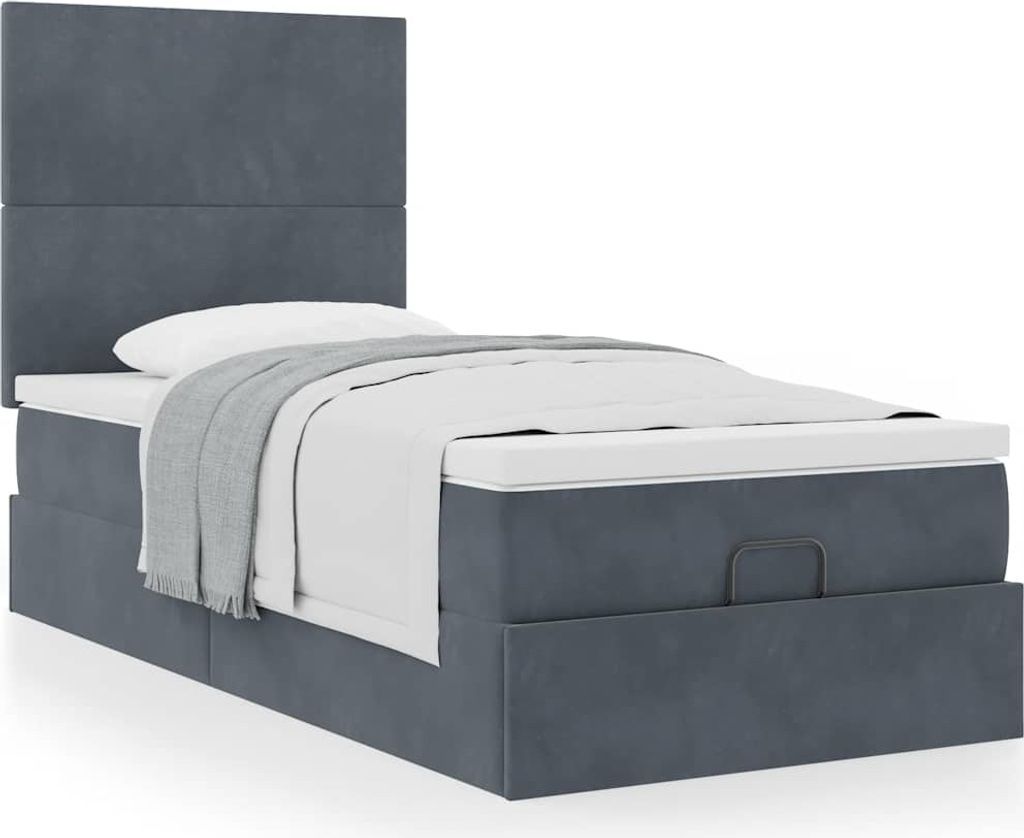 Design Ottoman-Bett mit Matratzen Dunkelgrau 90x200 cm Samt, Klassische Betten 2024 Neu